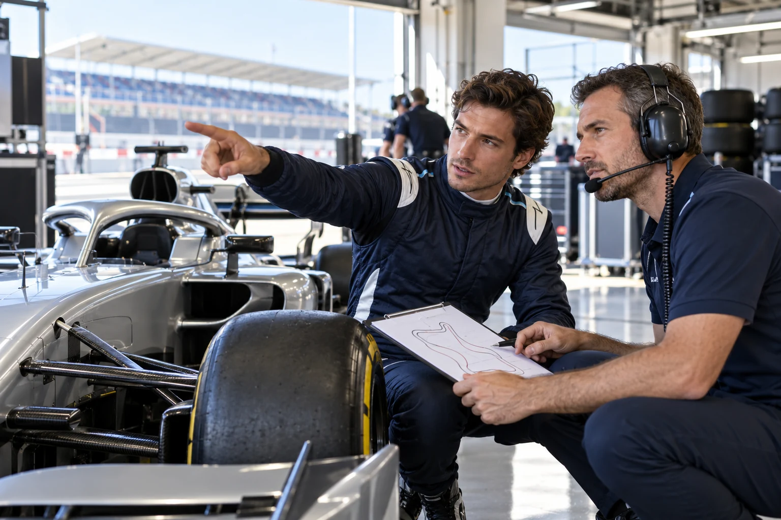 Racing team preparing for the next lap